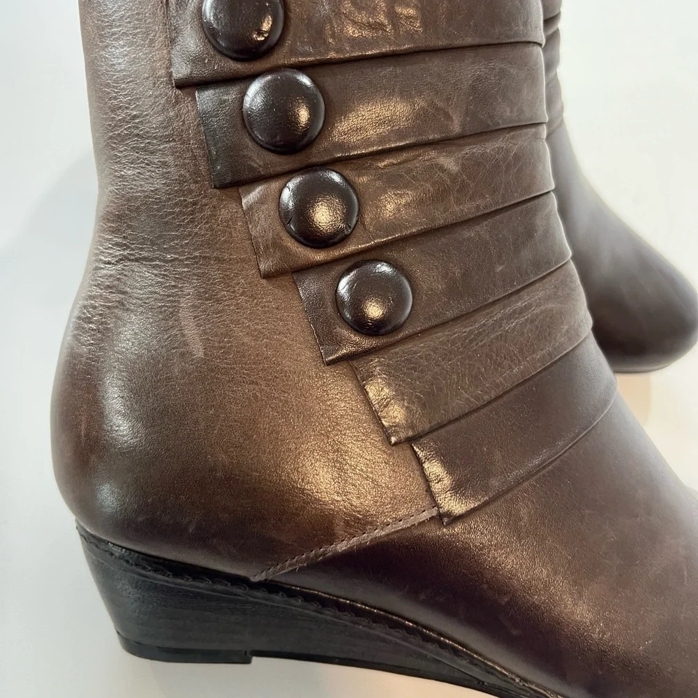 Spring Step Dark Brown Ankle Booties Fennel